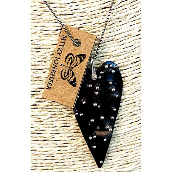 New NWT Mitzy Jonkheer Heart Shape Pendant Sterling Necklace Artist Handmade - Picture 3 of 12